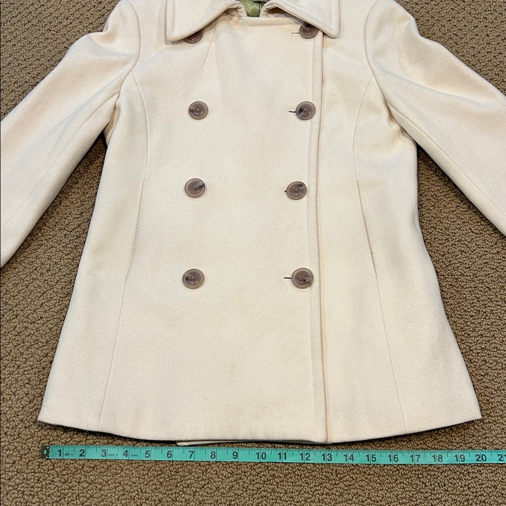 Vintage J. Crew Pea Coat size Small Cream Wool Blend Preppy Classic - Picture 16 of 17
